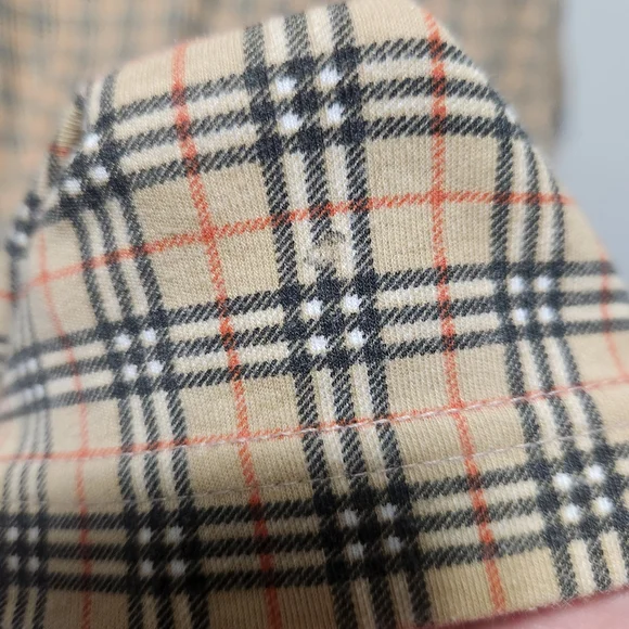 Burberry Vintage Mens Poloshirt Medium Beige and Black Check